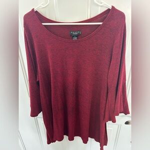 Women's 1X Red Flutter Sleeve Sweater